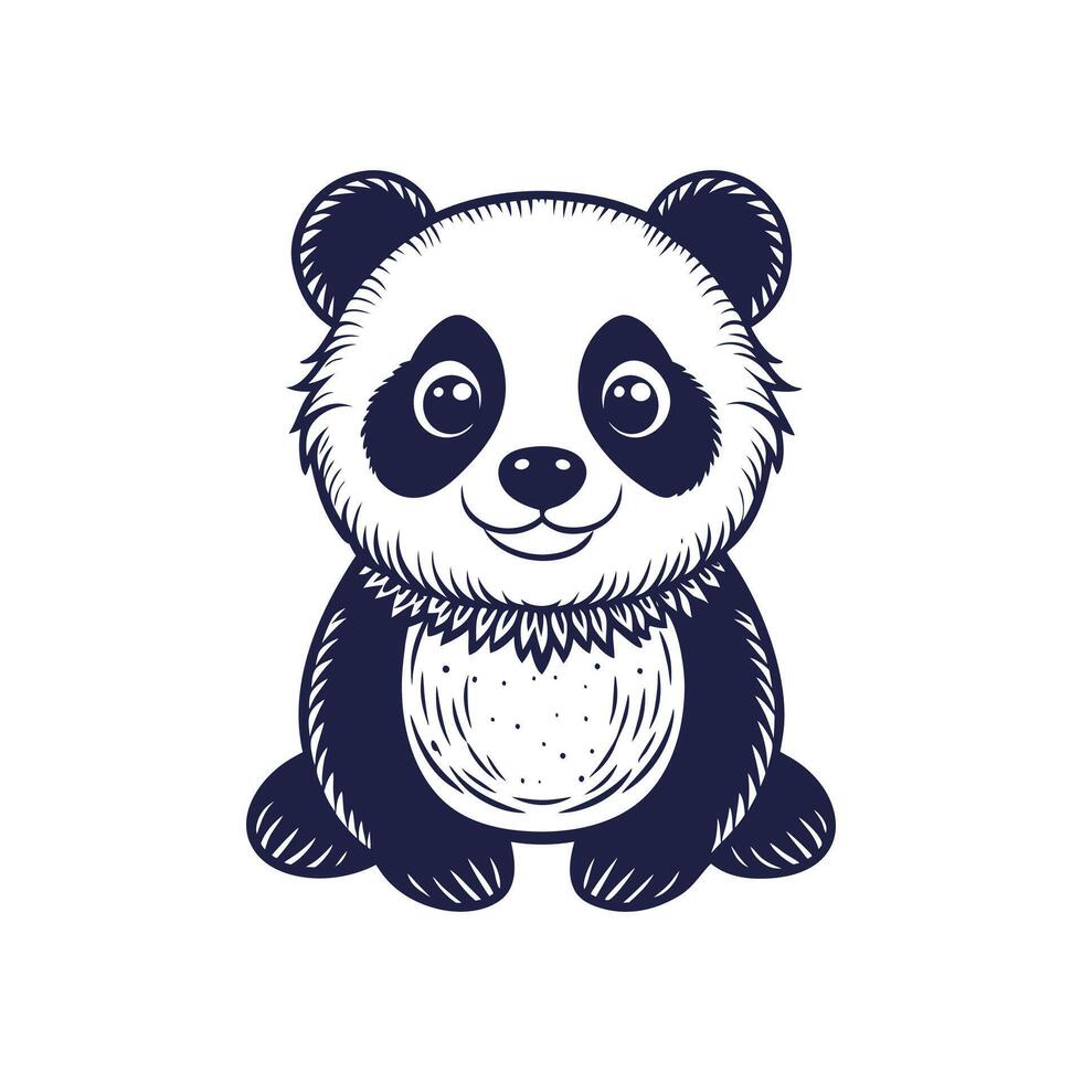 minimalist Panda Bear Silhouette Clipart illustration On a White Background vector