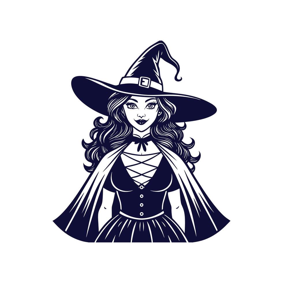Halloween witch silhouettes Clipart illustration On a White Background vector