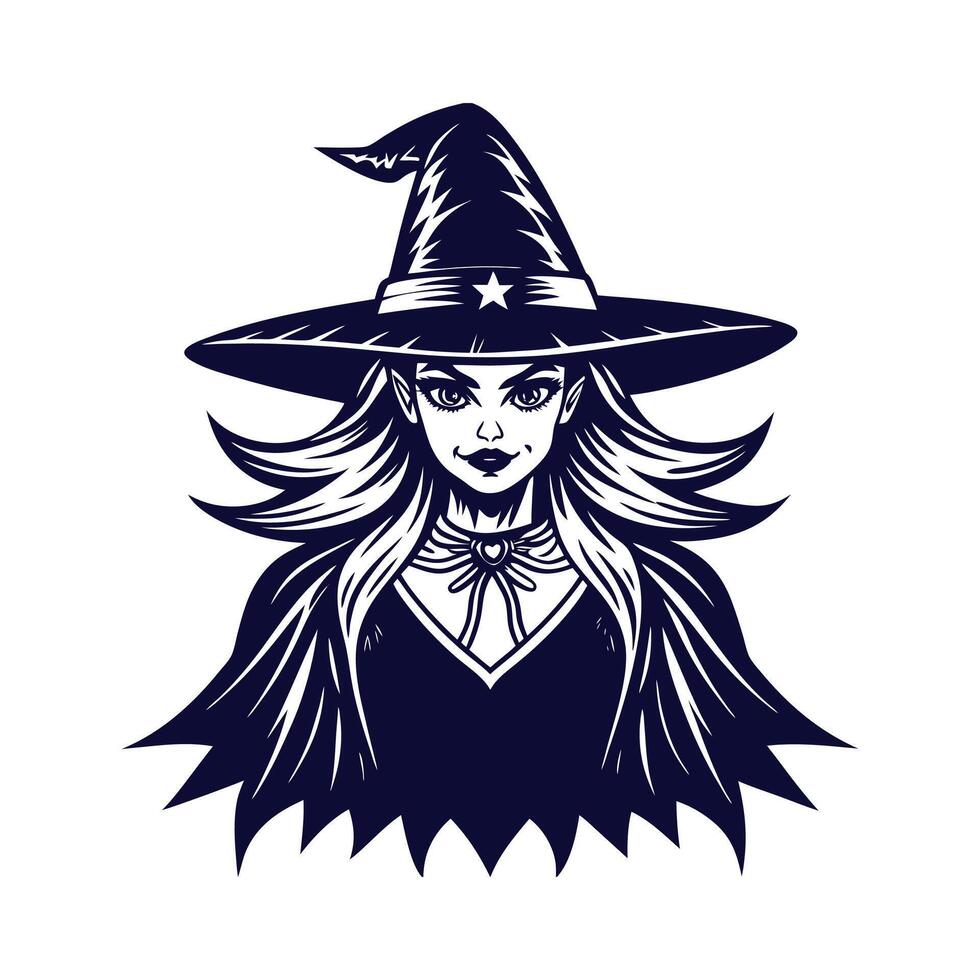 Halloween witch silhouettes Clipart illustration On a White Background vector
