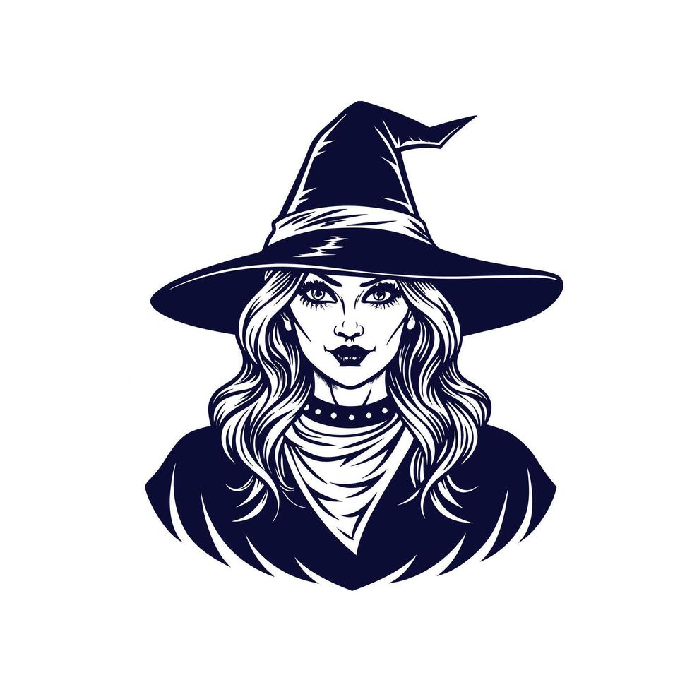 Halloween witch silhouettes Clipart illustration On a White Background vector