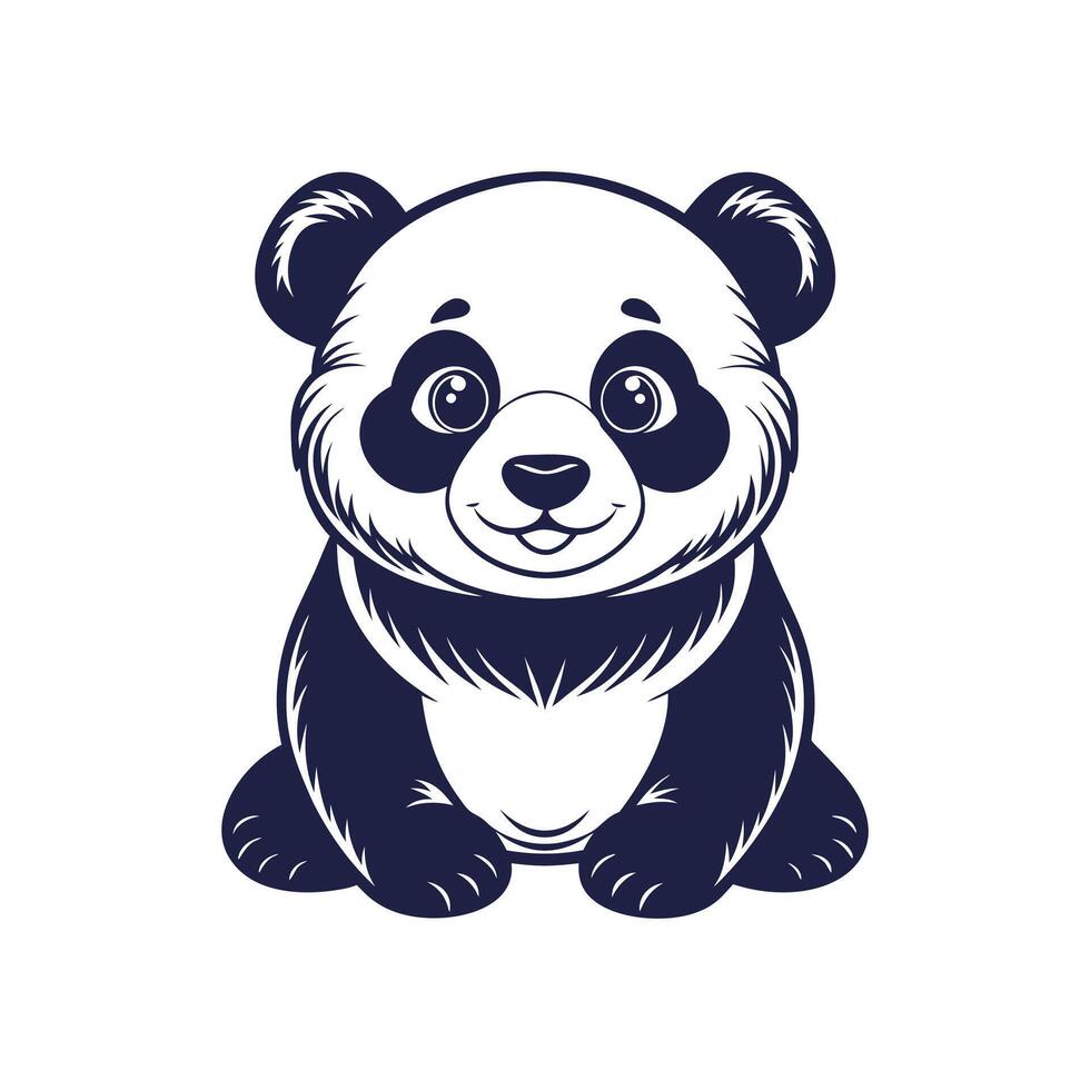 minimalist Panda Bear Silhouette Clipart illustration On a White Background vector