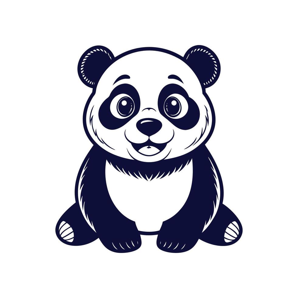 minimalist Panda Bear Silhouette Clipart illustration On a White Background vector