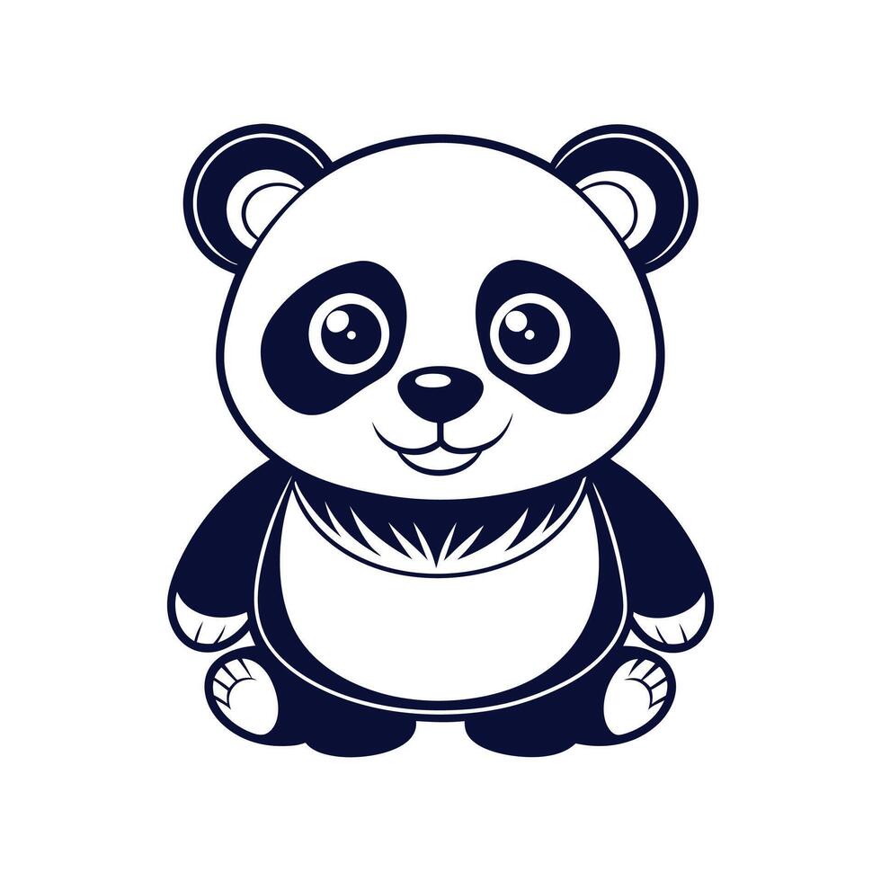 minimalist Panda Bear Silhouette Clipart illustration On a White Background vector
