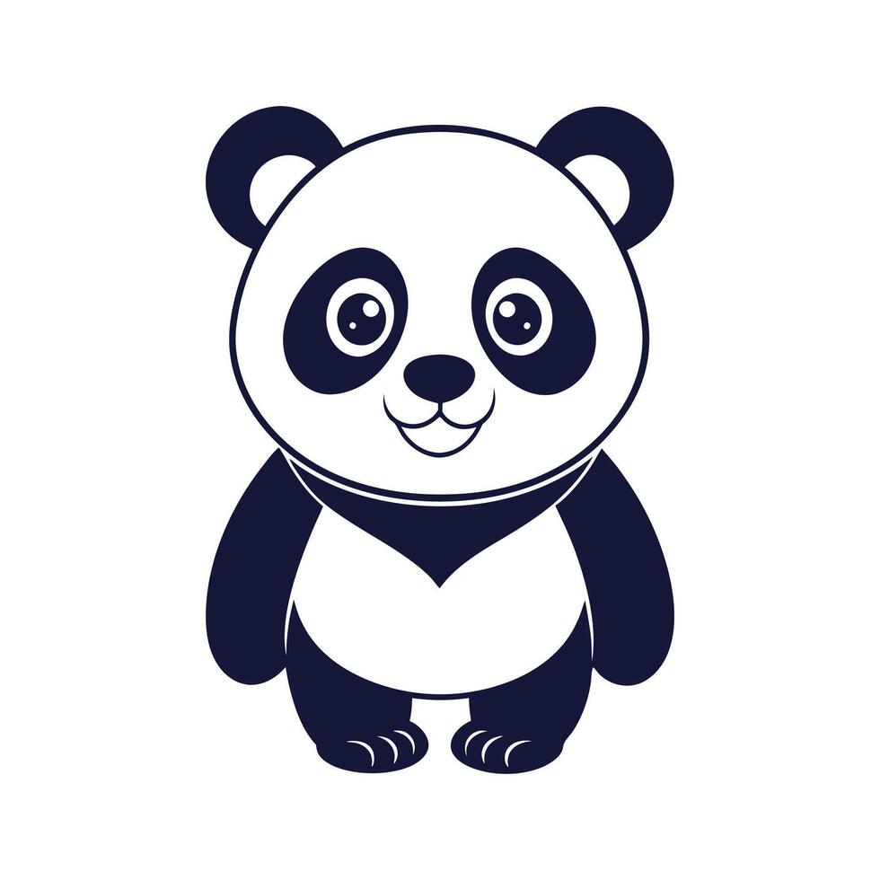 minimalist Panda Bear Silhouette Clipart illustration On a White Background vector