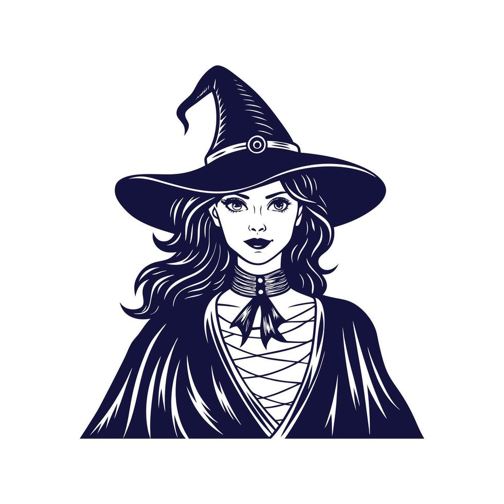 Halloween witch silhouettes Clipart illustration On a White Background vector