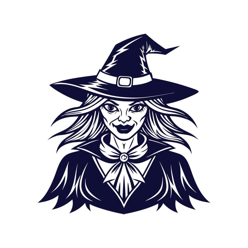 Halloween witch silhouettes Clipart illustration On a White Background vector