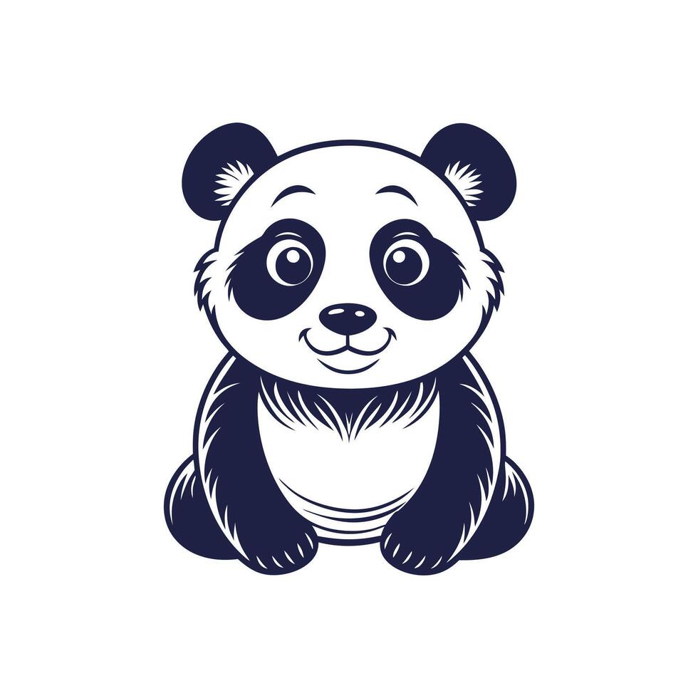 minimalist Panda Bear Silhouette Clipart illustration On a White Background vector