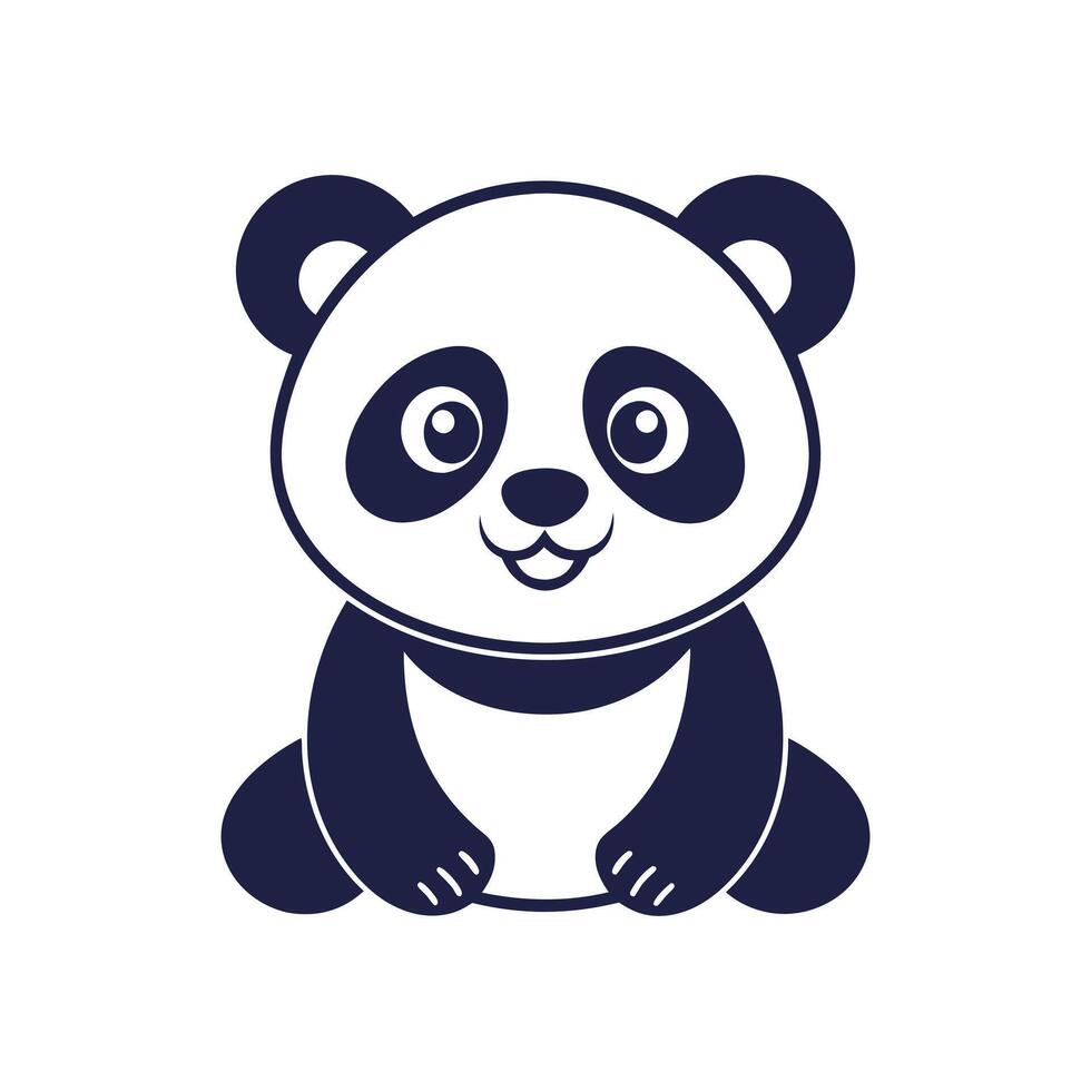 minimalist Panda Bear Silhouette Clipart illustration On a White Background vector