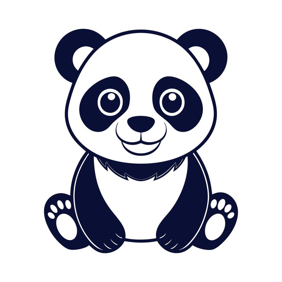 minimalist Panda Bear Silhouette Clipart illustration On a White Background vector