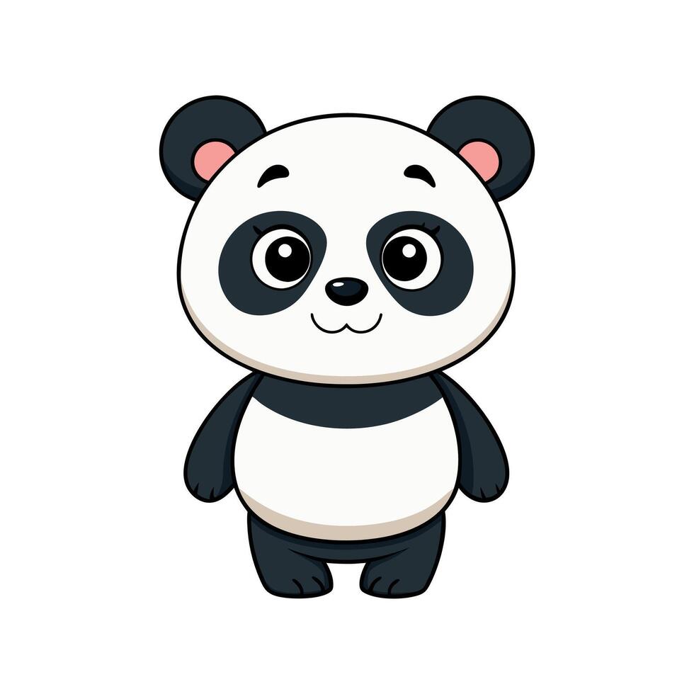 minimalist Panda Bear Clipart illustration On a White Background vector