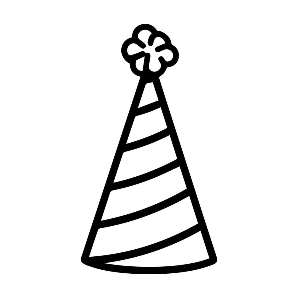 Party Hat icon or modern line symbol. line art and icon design with bold outline. Black and white Pixel Perfect minimalistic symbol isolated white background. Silhouette simple thin sign vector