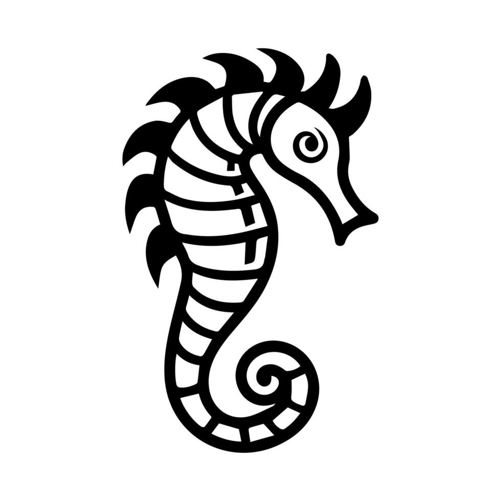 Seahorse icon or modern line symbol. line art and icon design with bold outline. Black and white Pixel Perfect minimalistic symbol isolated white background. Silhouette simple thin sign vector