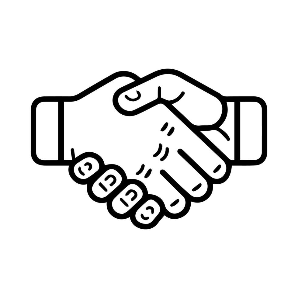 Handshake icon or modern line symbol. line art and icon design with bold outline. Black and white Pixel Perfect minimalistic symbol isolated white background. Silhouette simple thin sign vector