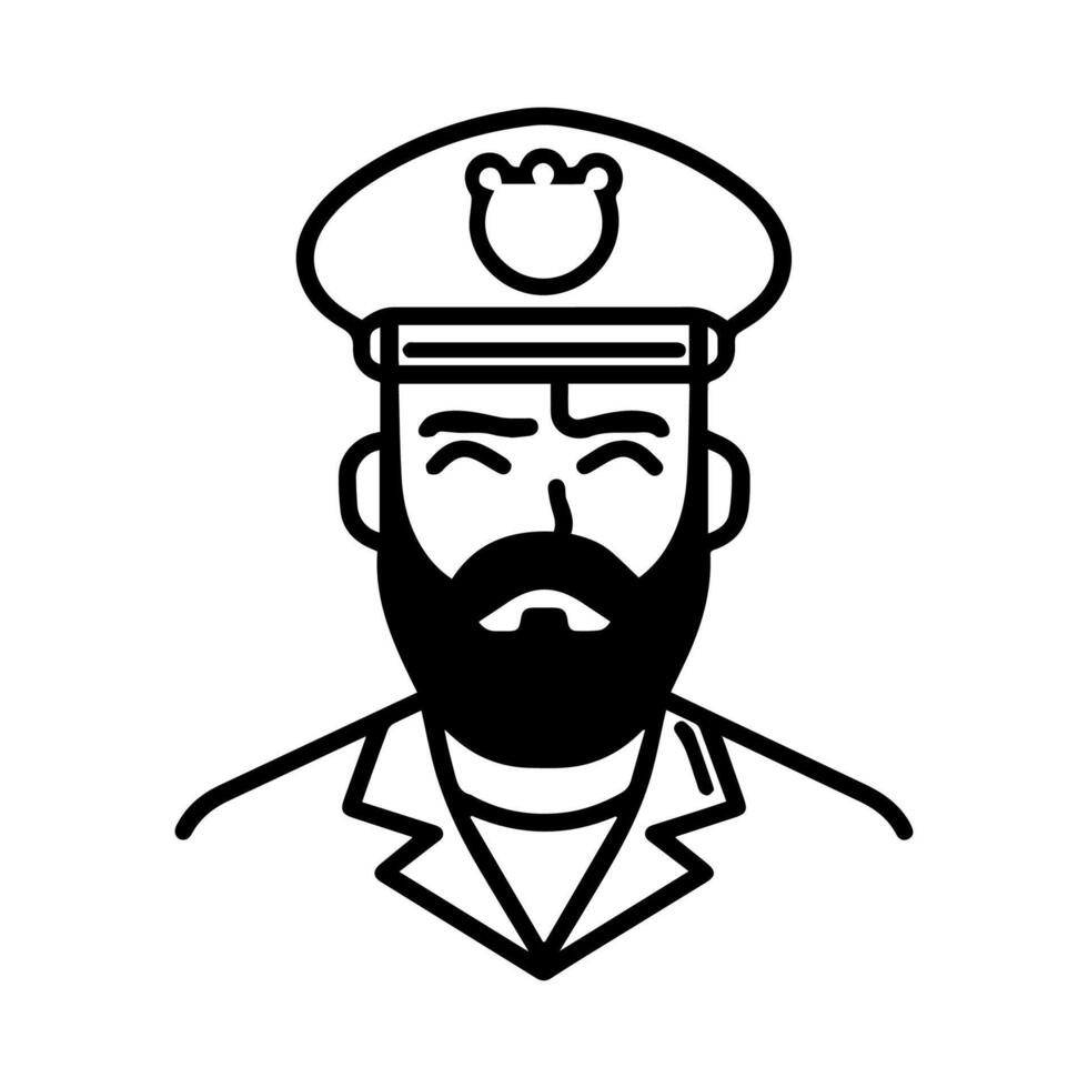 Captain icon or modern line symbol. line art and icon design with bold outline. Black and white Pixel Perfect minimalistic symbol isolated white background. Silhouette simple thin sign vector