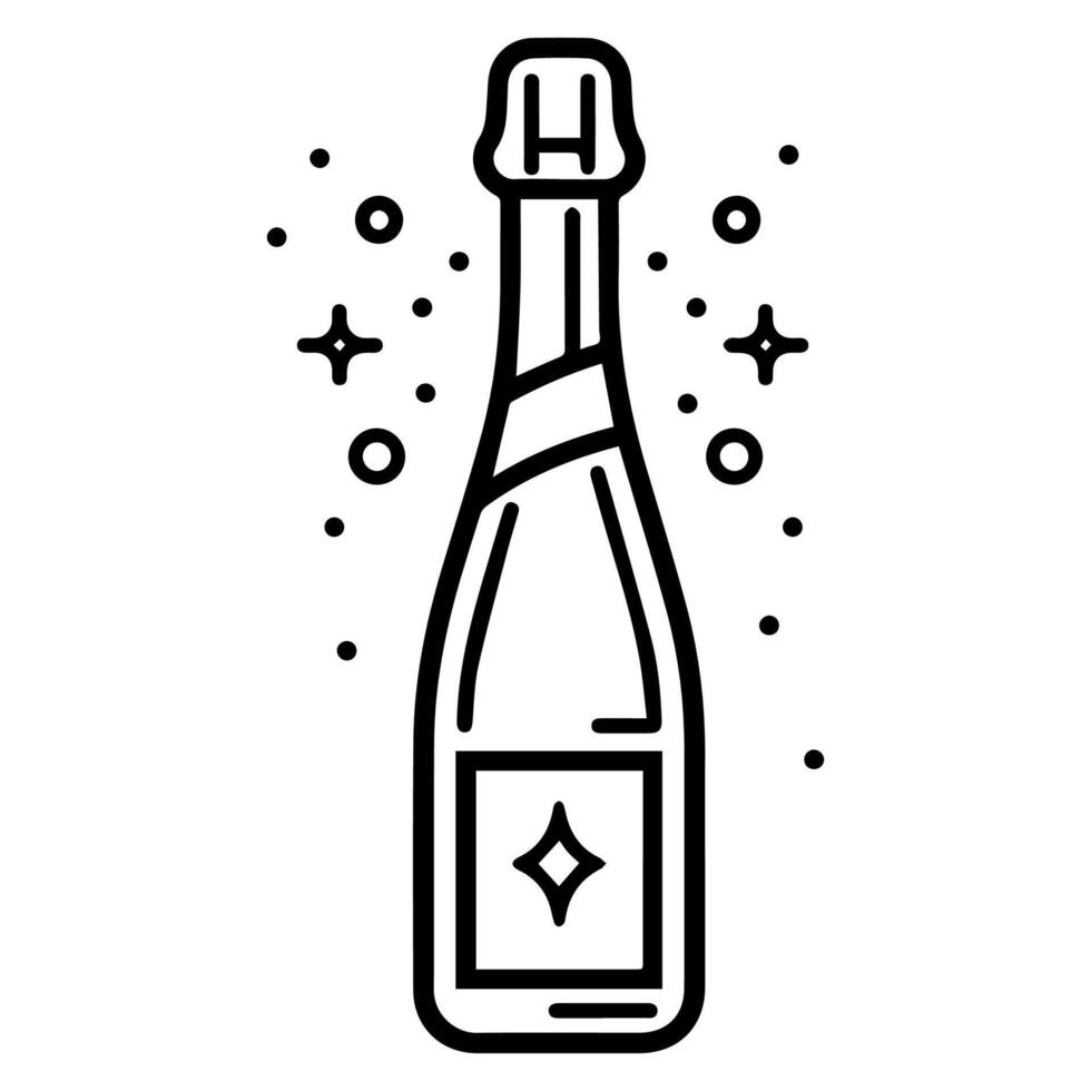 Champagne icon or modern line symbol. line art and icon design with bold outline. Black and white Pixel Perfect minimalistic symbol isolated white background. Silhouette simple thin sign vector