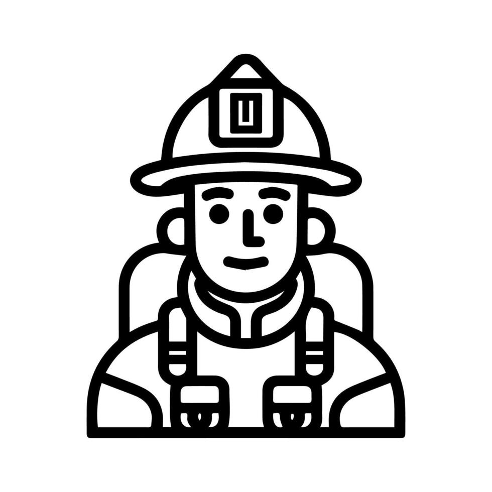 Firefighter icon or modern line symbol. line art and icon design with bold outline. Black and white Pixel Perfect minimalistic symbol isolated white background. Silhouette simple thin sign vector
