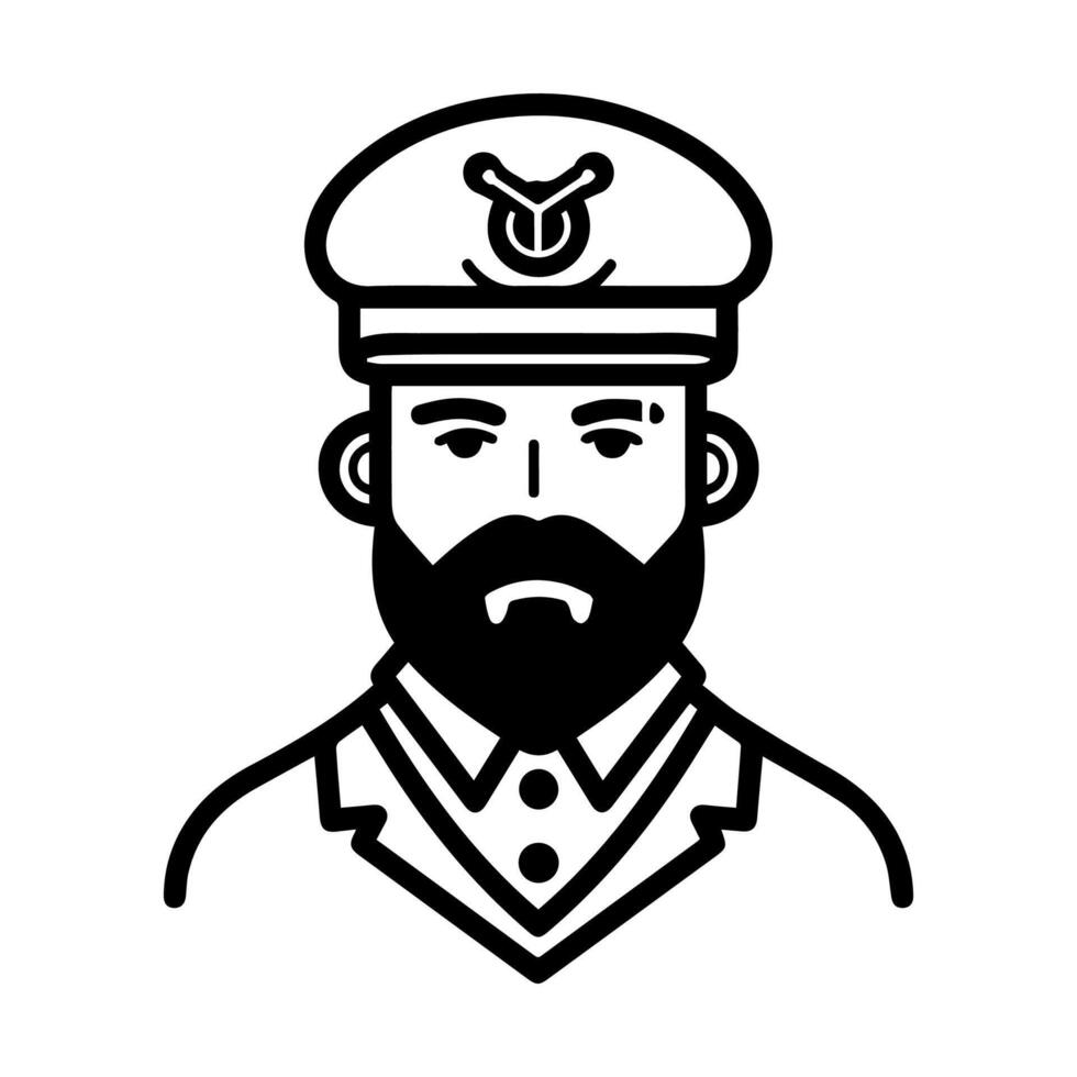 Captain icon or modern line symbol. line art and icon design with bold outline. Black and white Pixel Perfect minimalistic symbol isolated white background. Silhouette simple thin sign vector