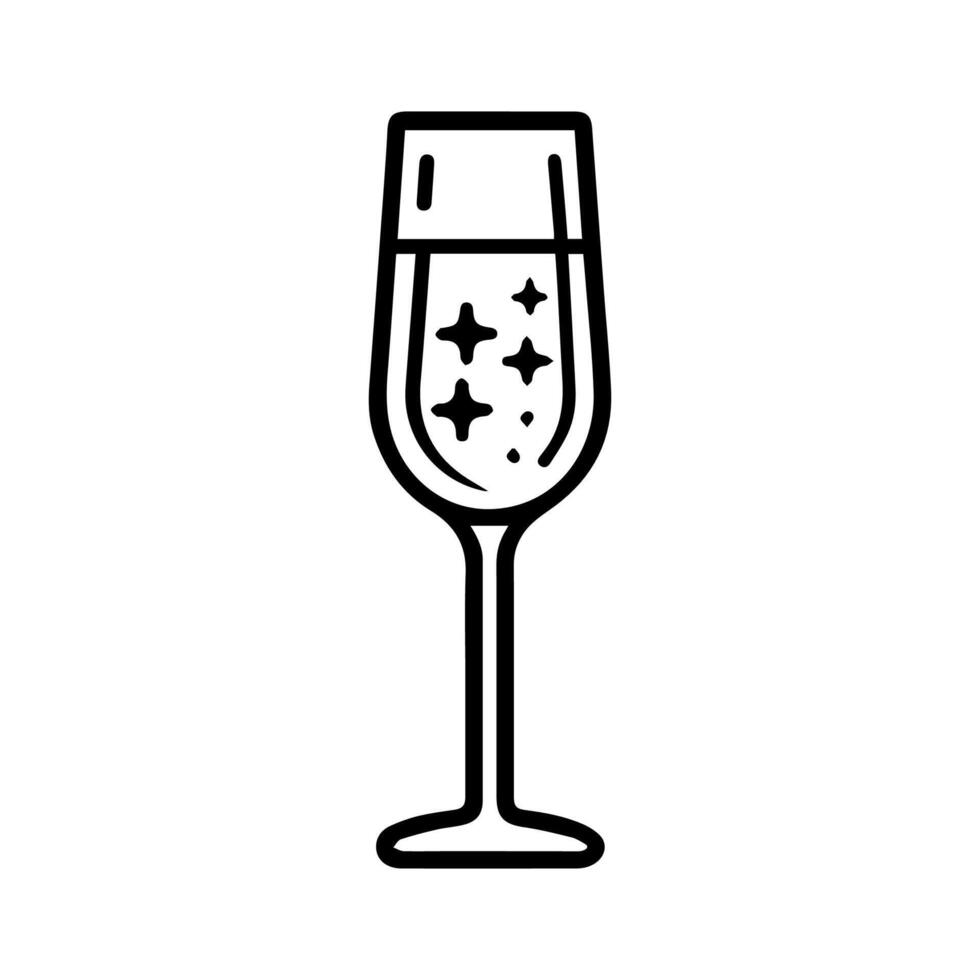 Champagne icon or modern line symbol. line art and icon design with bold outline. Black and white Pixel Perfect minimalistic symbol isolated white background. Silhouette simple thin sign vector