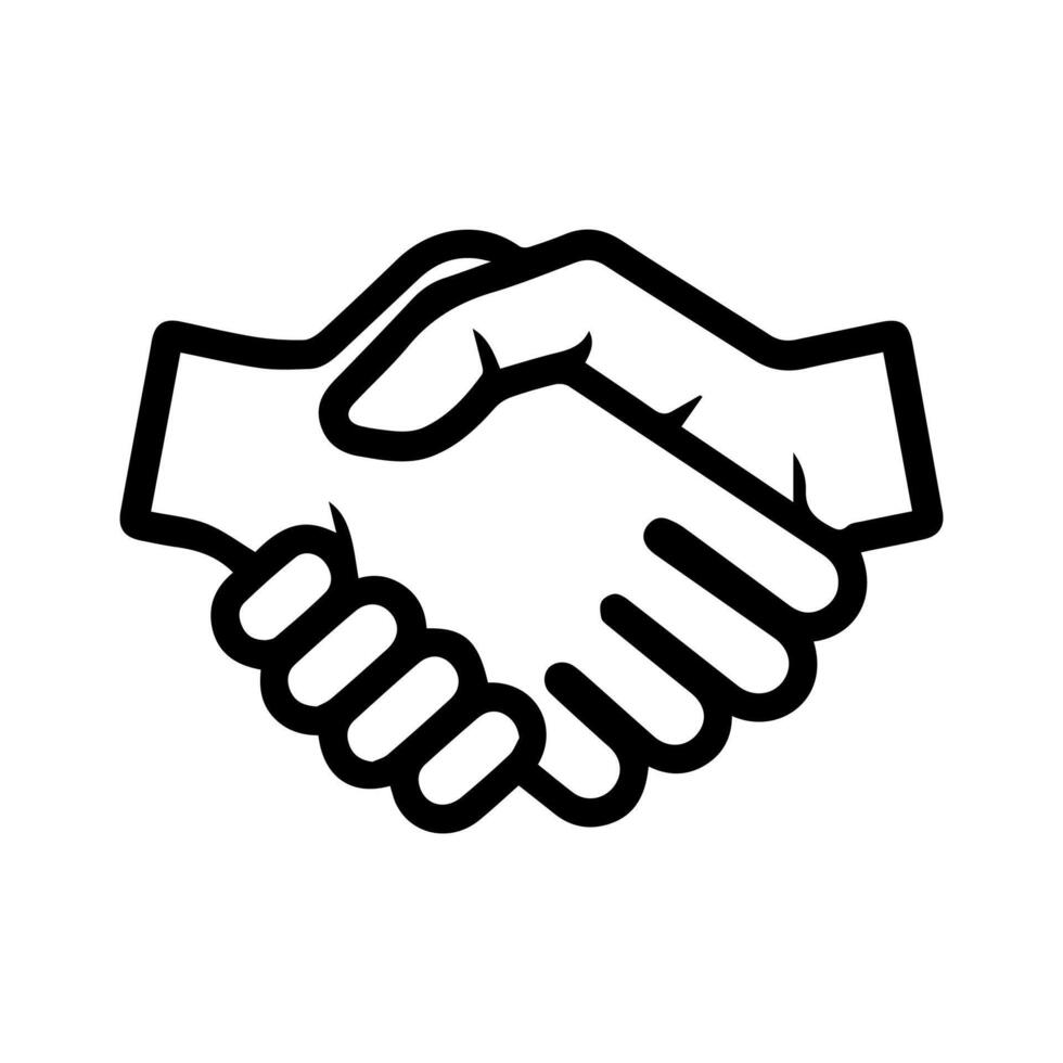 Handshake icon or modern line symbol. line art and icon design with bold outline. Black and white Pixel Perfect minimalistic symbol isolated white background. Silhouette simple thin sign vector