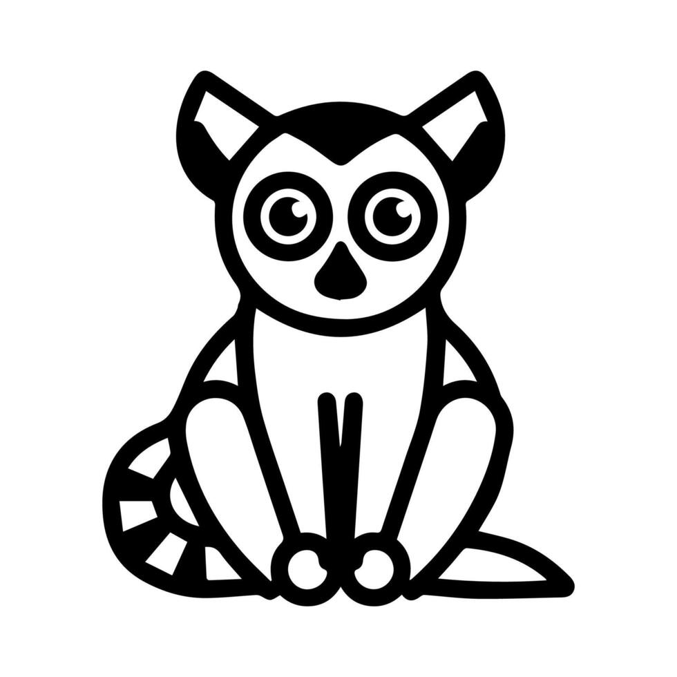 Lemur icon or modern line symbol. line art and icon design with bold outline. Black and white Pixel Perfect minimalistic symbol isolated white background. Silhouette simple thin sign vector