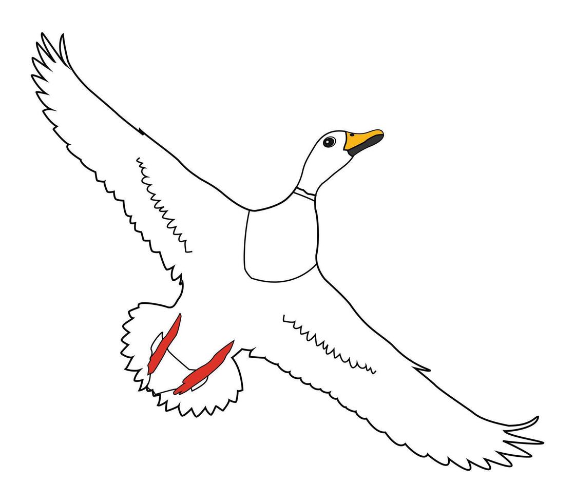 Hand drawing animal flying duck silhouettes design vector