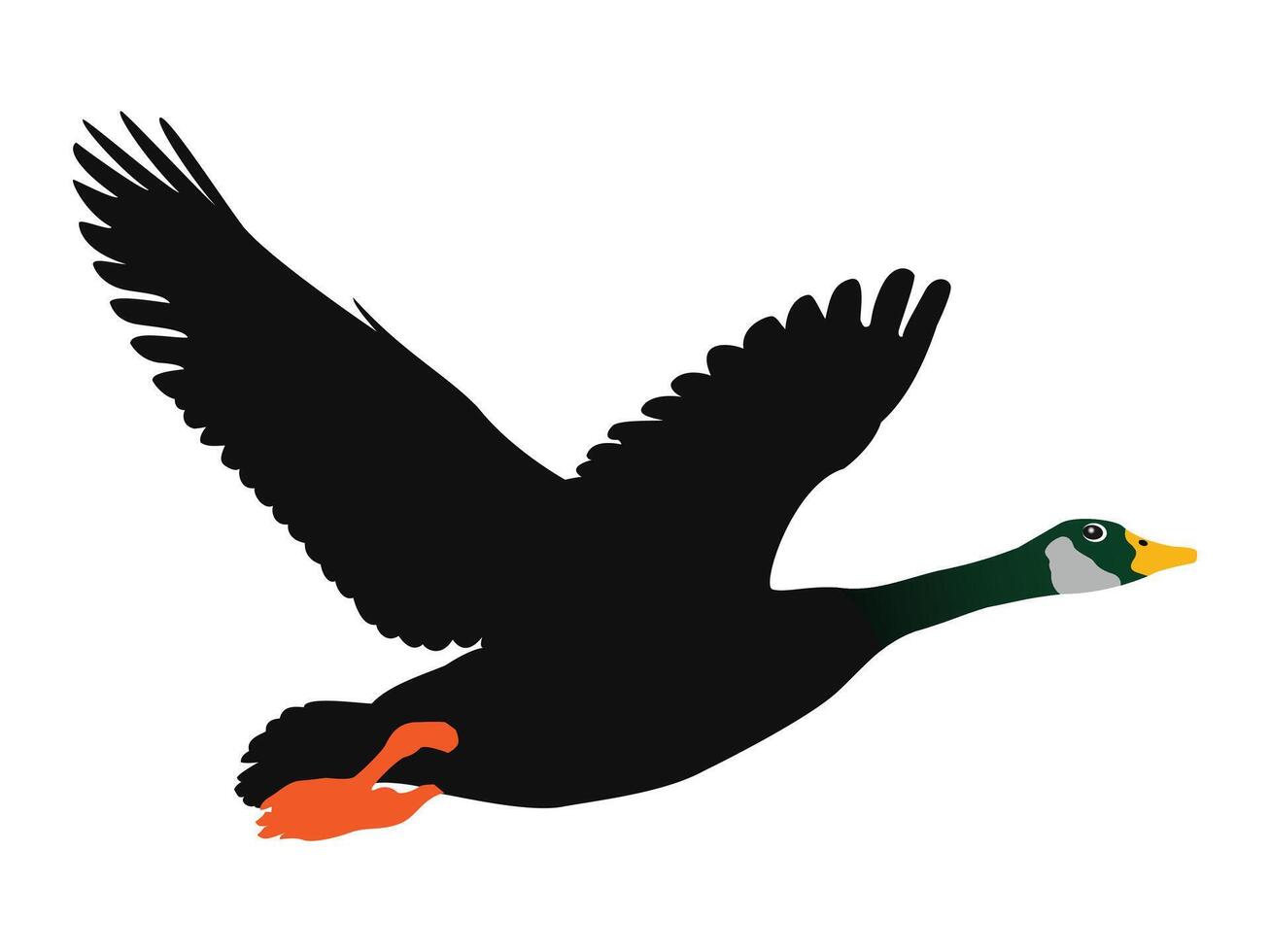 Hand drawing animal flying duck silhouettes design vector