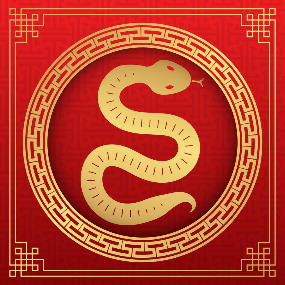 Chinese New Year 2025 modern design in red gold Chinese zodiac Snake symbol vector