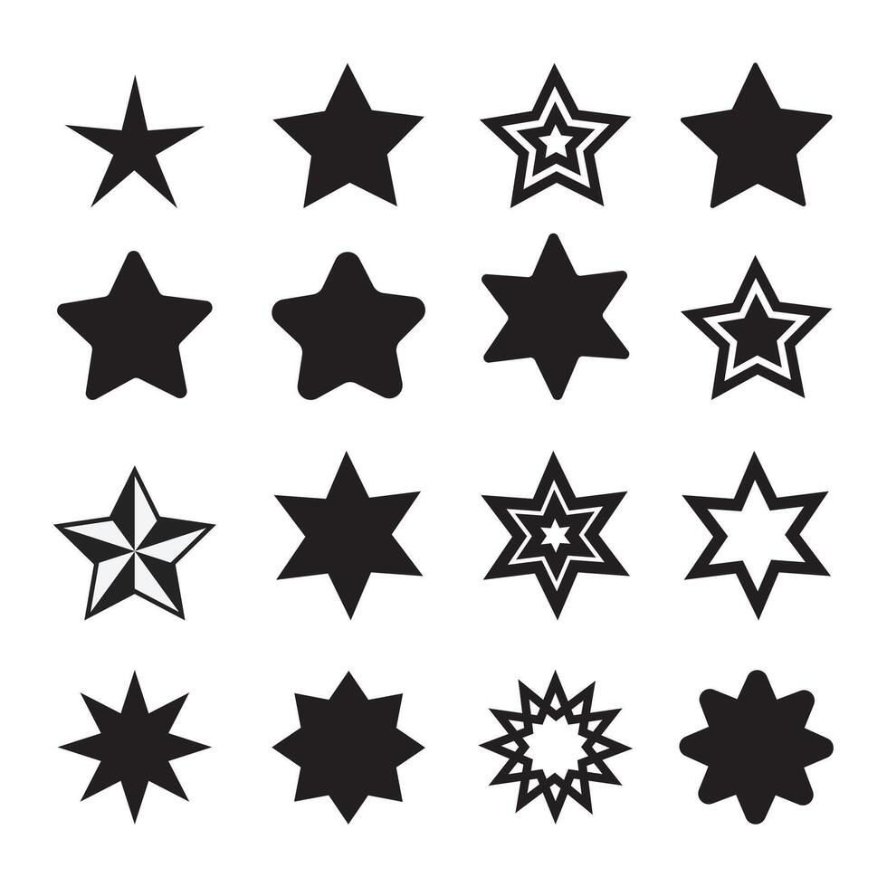 Star icon collection. Different stars set. vector
