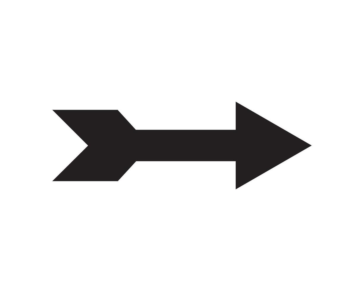 Big long wide arrow pointer. Black icon. illustration and drawing. vector