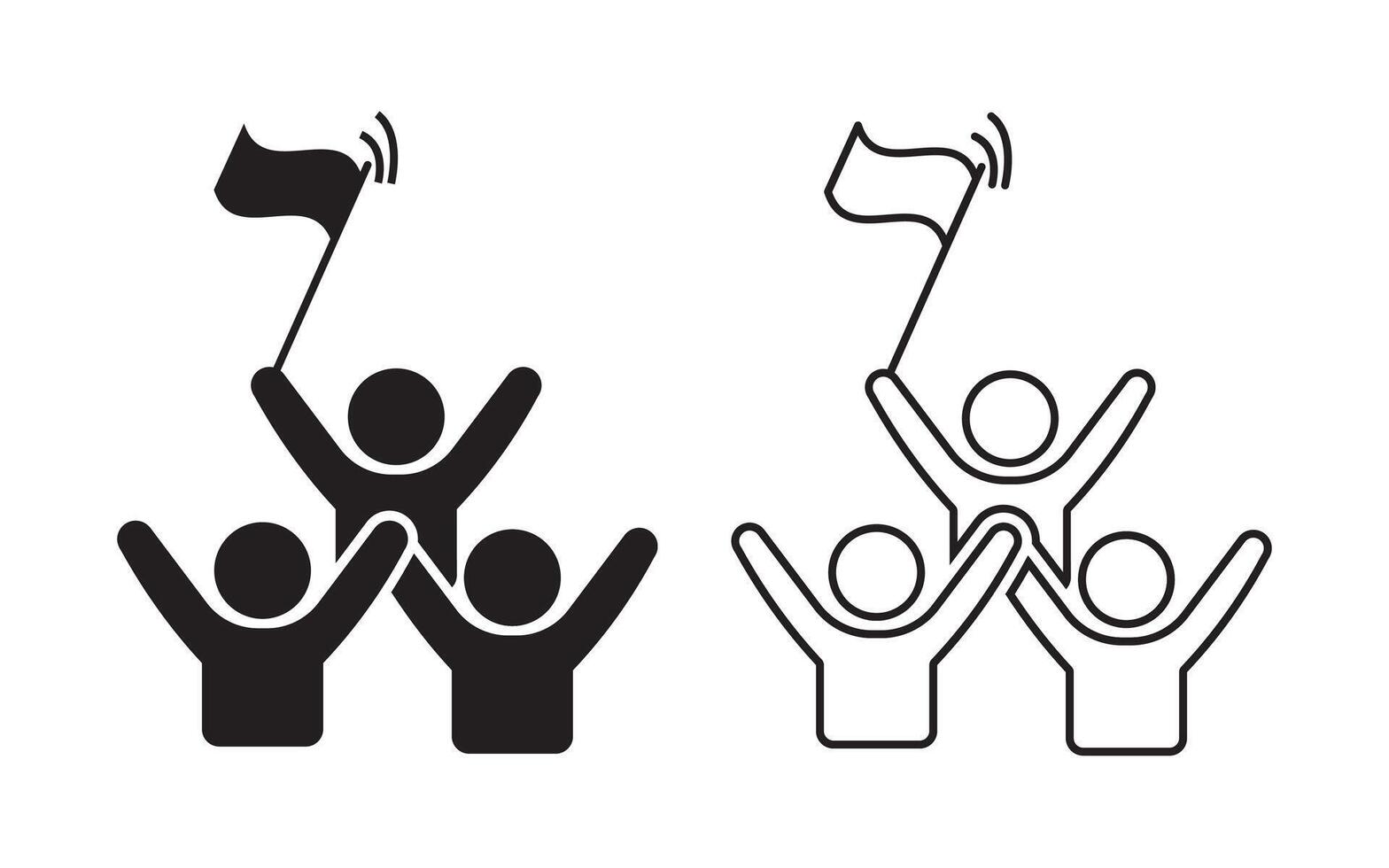 Team Success Victory Group Flag icon feel or outline, representing teamwork and the achievement of a common goal. vector