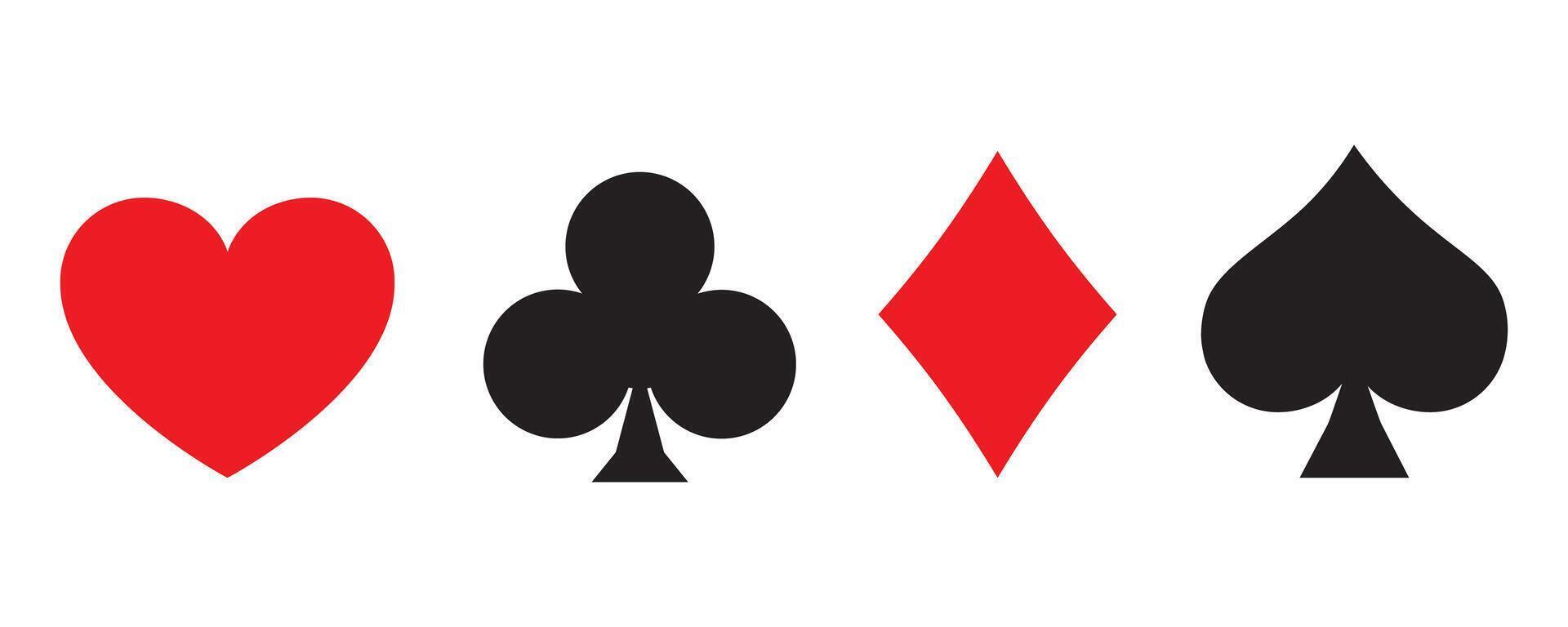 Suit deck of playing cards, Hearts diamonds clubs spades sign chips on white background. vector