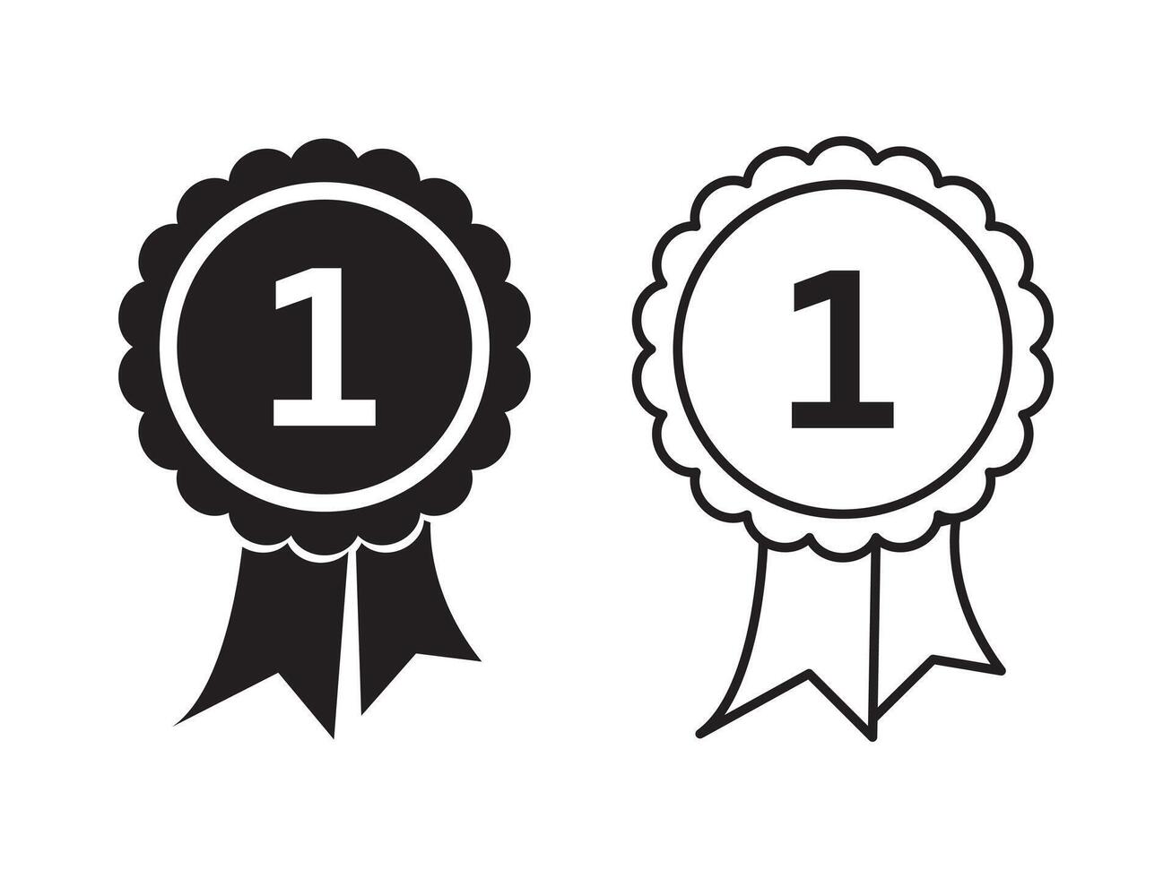 No 1 solid icon badge, Winning award, prize, medal or badge flat icon for apps and websites. vector
