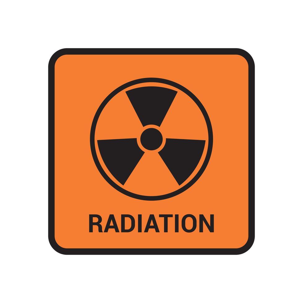 Nuclear power sign, yellow warning symbol, caution radioactive materials flat icon. vector