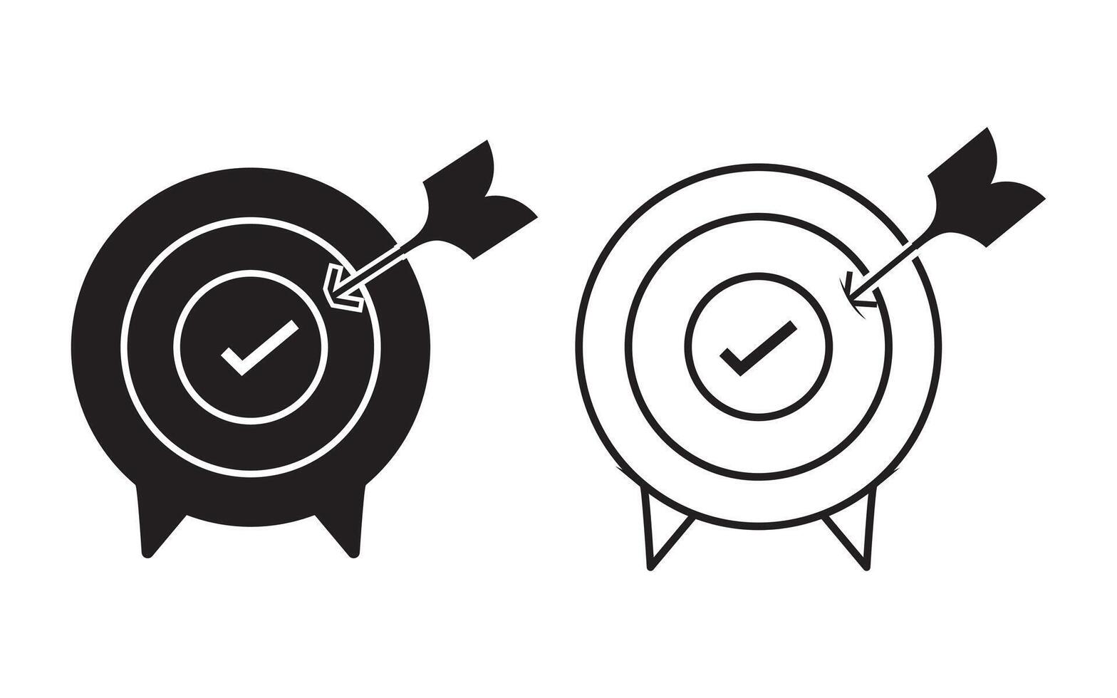 target glyph icons set. Goal symbol collection. Simple target with arrow. Hitting the bullseye icon line and flat style vector