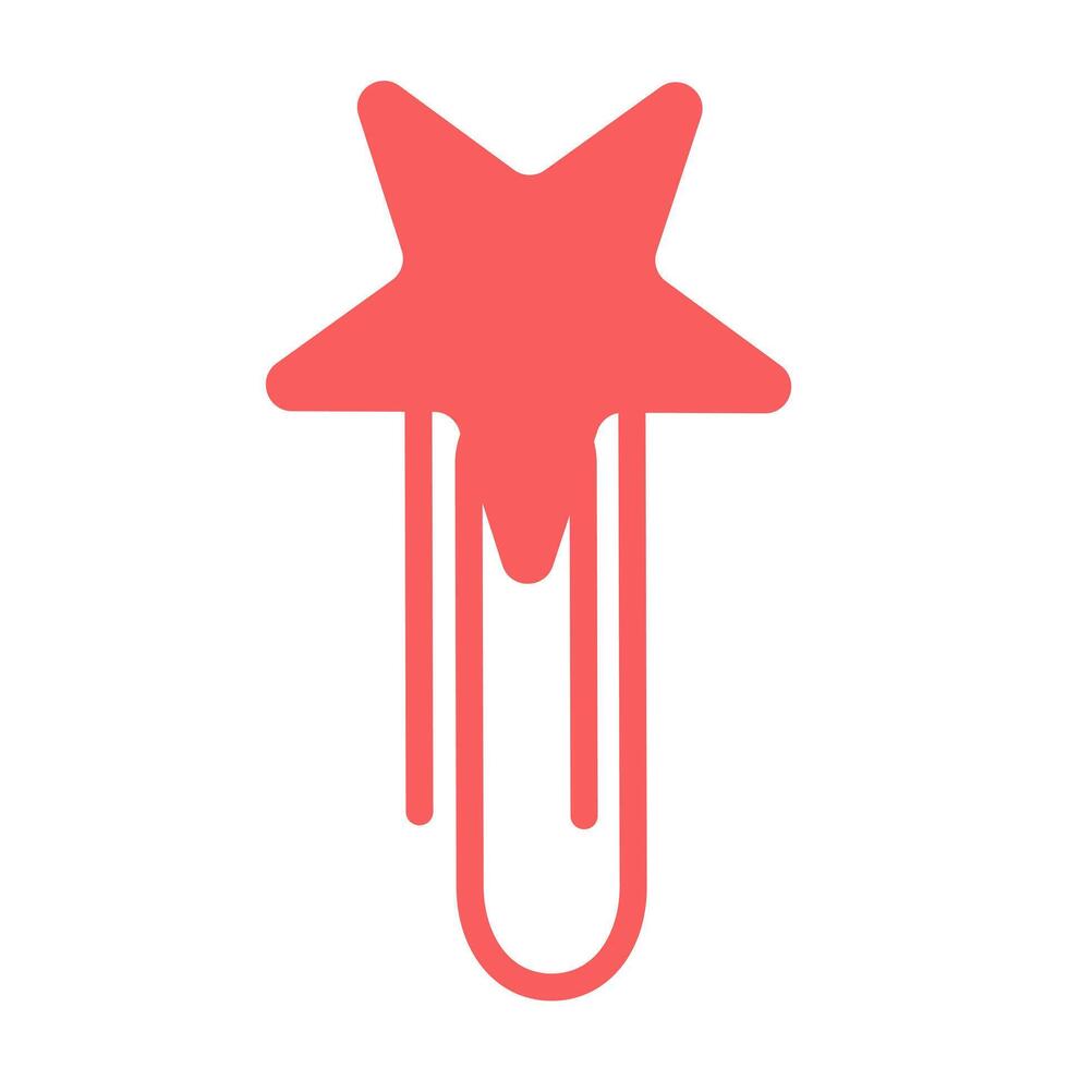Red paper clip with a star. illustration. vector