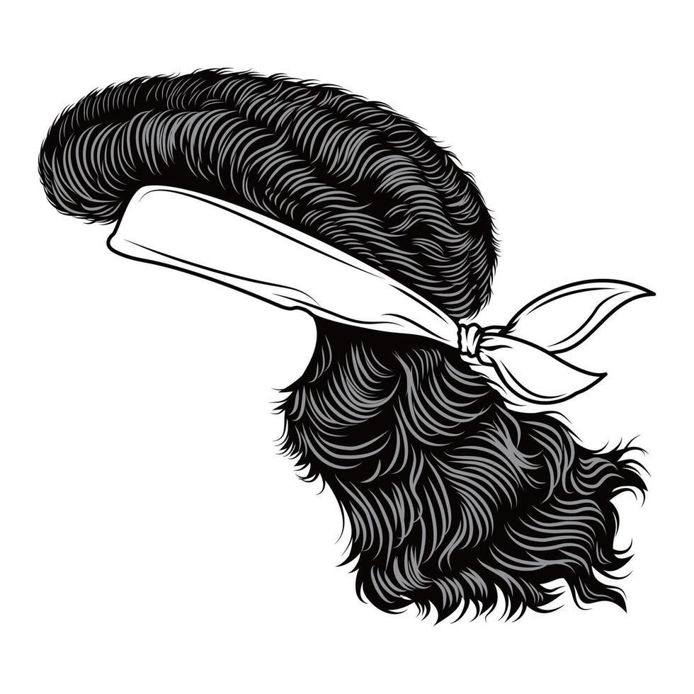 mullet hair with bandana accessories. improved details vector