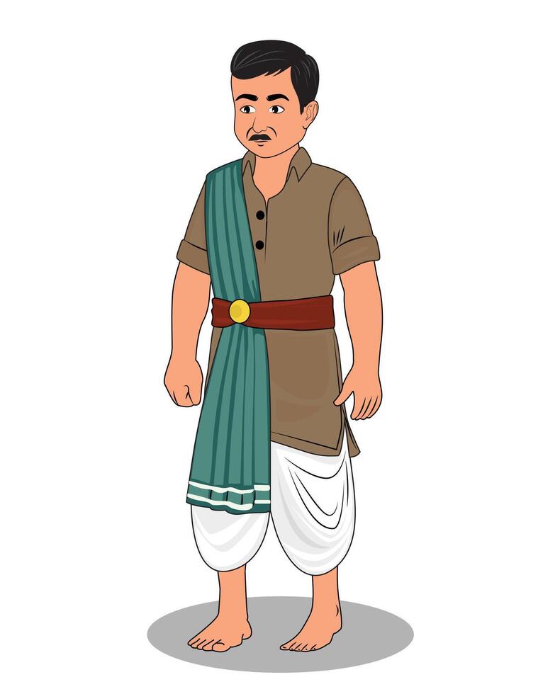 Indian Village cartoon character design for 2d animation vector