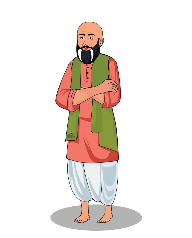 Indian Village cartoon character design for 2d animation vector