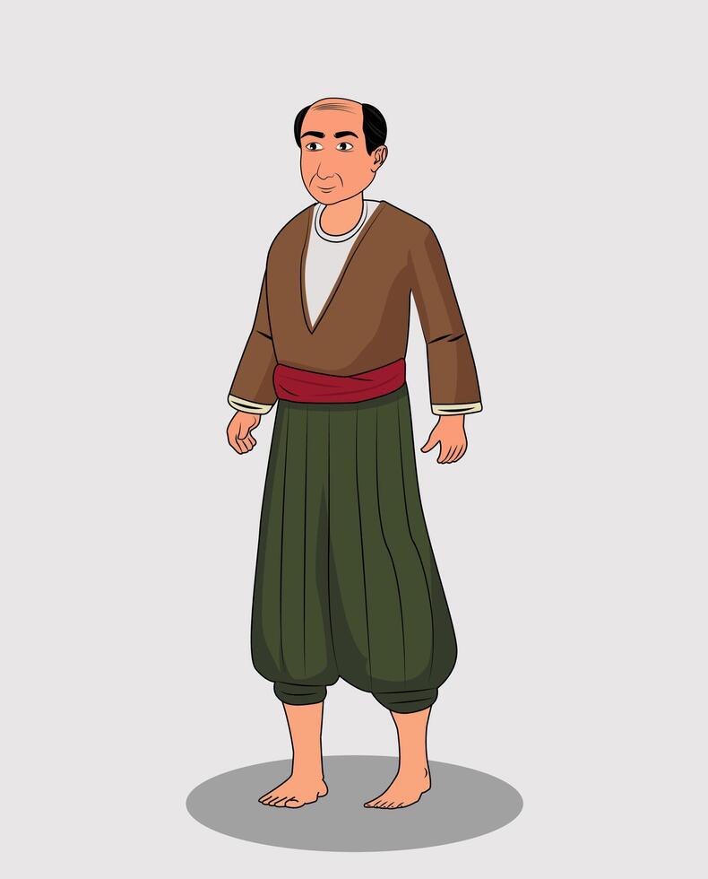 Indian Village cartoon character design for 2d animation vector