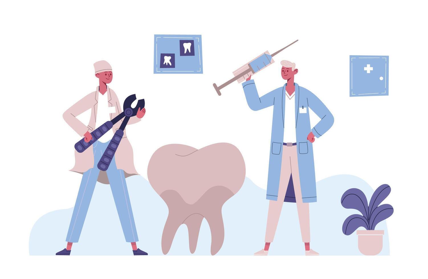 Dental service concept, dentist doctor and teeth vector