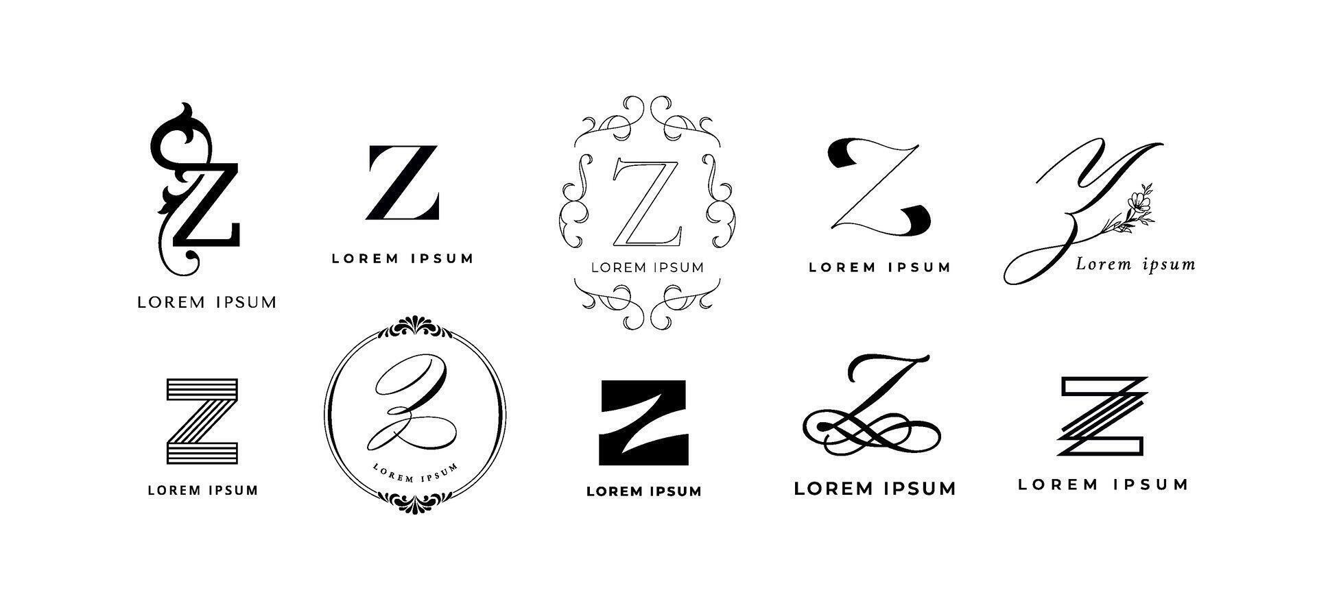 Creative Z emblem. Letter z monogram for vintage and modern branding. Business name initial template icon set vector
