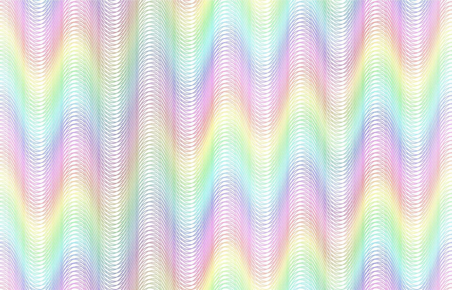 Seamless rainbow guilloche lines pattern. Multicolored wavy line texture wallpaper, magic flow background vector