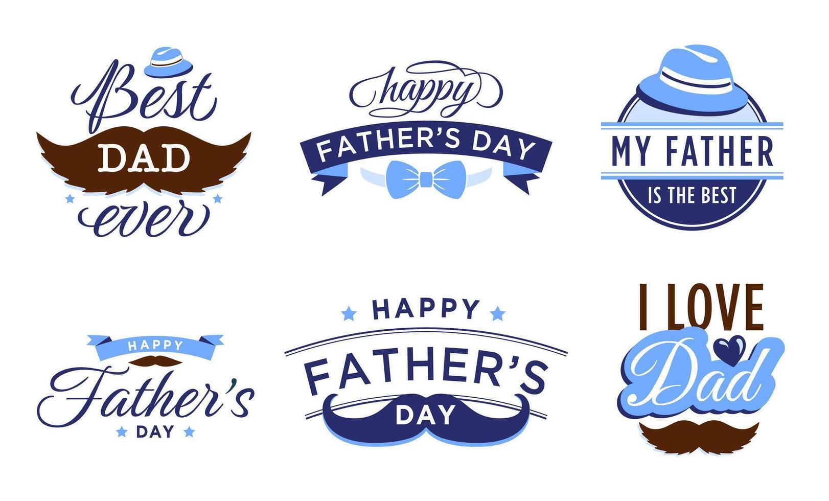 Happy Father Day label. Vintage badge for best father ever and hero dad. Celebrating happy holiday, festive text vector