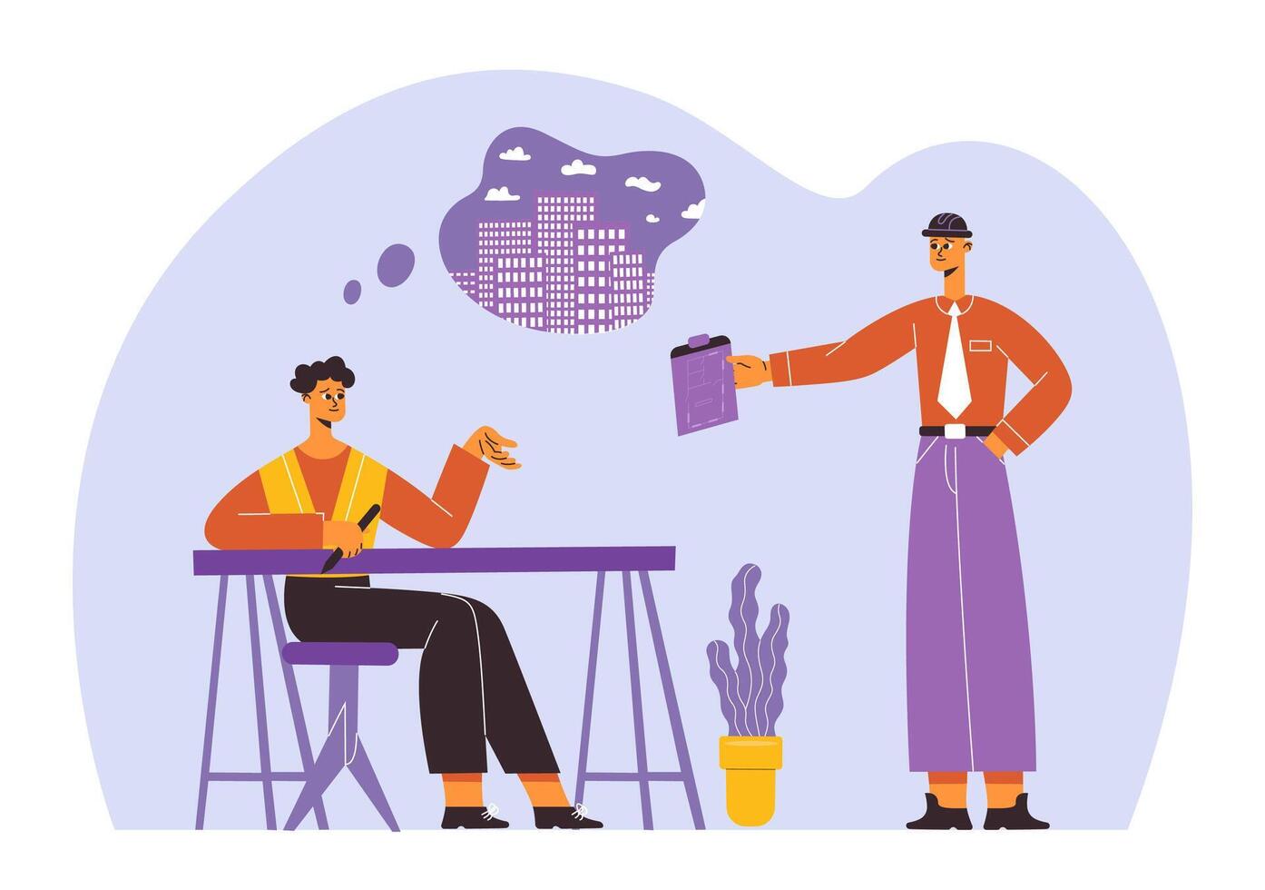 Builders, engineers, architects professional construction team workers vector