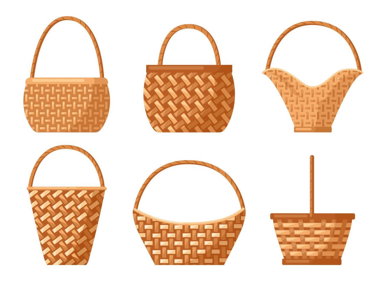Picnic willow baskets collection. of basket vector