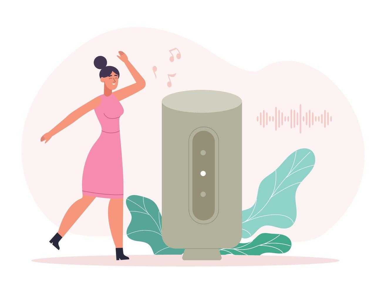 Interactive smart speaker or voice assistant for music vector