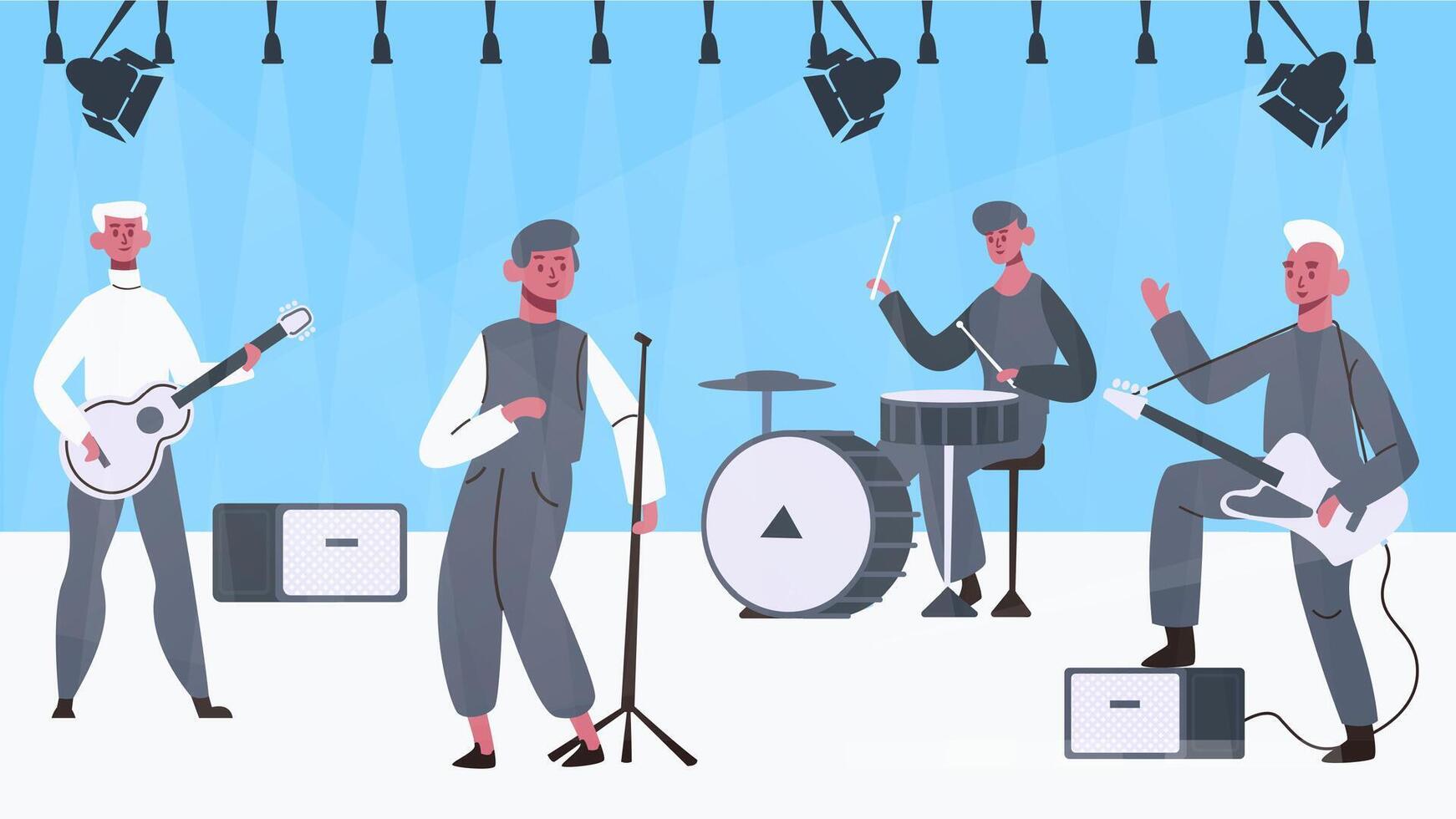 Musicians characters on the stage vector