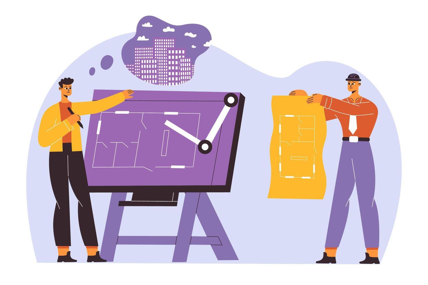 Builders, engineers, architects professional construction team workers vector