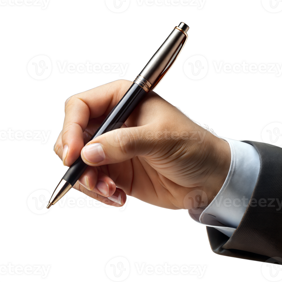 Hand Holding a Pen Ready to Sign Important Documents png