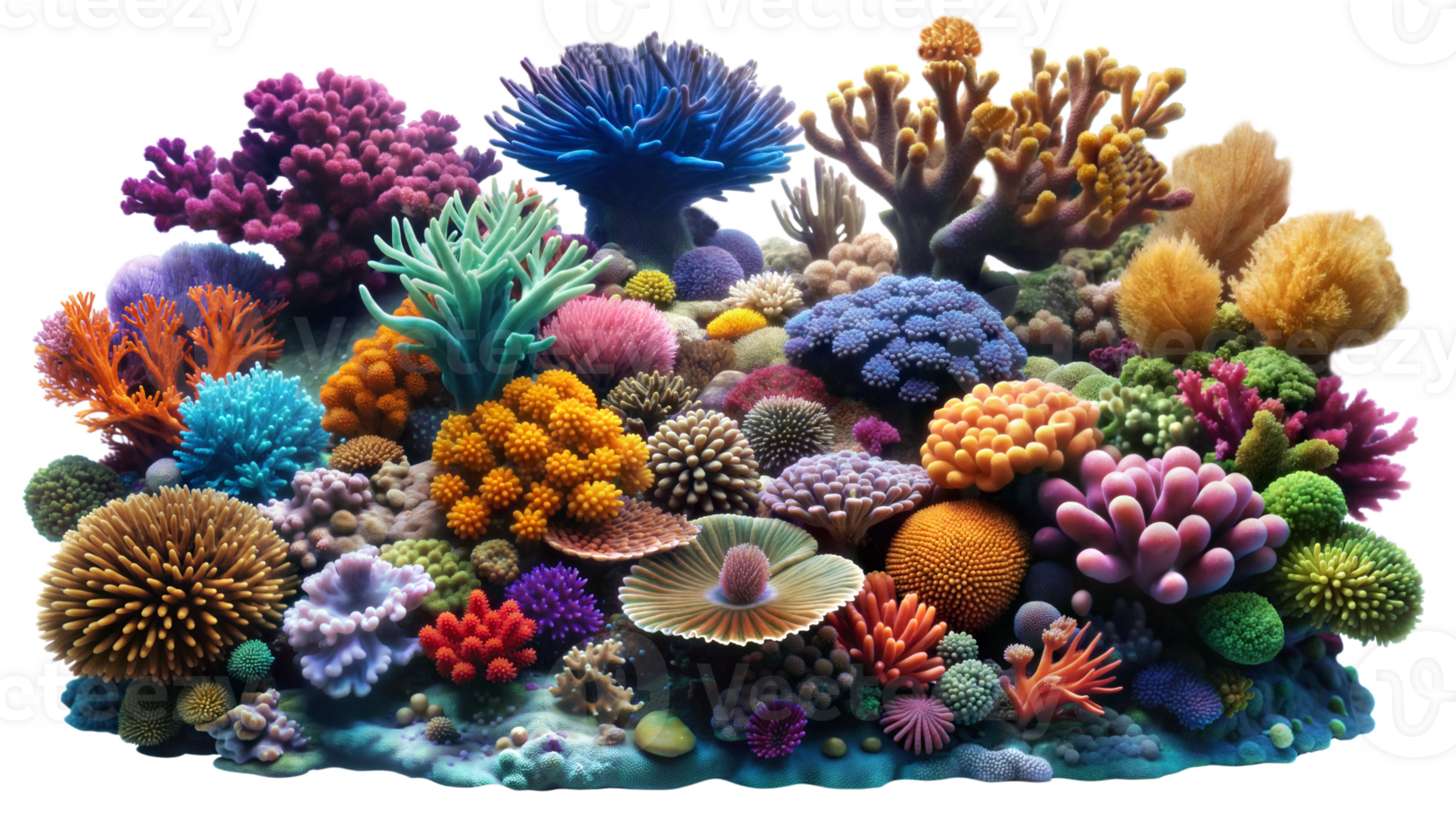 Vibrant Coral Reef Ecosystem Showcasing Diverse Marine Life in a Tropical Underwater Environment png